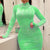 Fashion spring women's dress Large size 5xl Pleated zipper printing Tight Sexy dresses long evening elegant bodycon dress