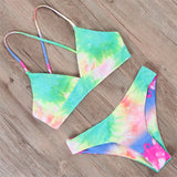 Women Swimsuit Push Up Swimsuit Print Bikini Sets Swimming Suit Tye Die Bathing Suit Solid Bikini Swimwear Women