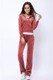 Spring/Fall 2021 Women's Brand Velvet Fabric Tracksuits Velour Suit Women Track Suit Hoodies And Pants fat sister sportswear - Bjlxn