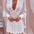 Women Sheer Mesh Puff Sleeve Butterfly Lace Dress Women Dress - Bjlxn