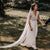 Boho Chiffon Backless Wedding Dress For Women Simple White Bohemian Short Cap Sleeves A Line Beach Bridal Gowns vestido de novia