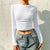 soild female tshirt knit long sleeve White Wild T Shirt casual fashion tee club simple women tops outfits