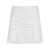 90s Mini Skirt Lady Trendy Y2K Summer Beachwear White Accessory Harajuku Skirts Fashion Pleated Skirts Woman High Waist