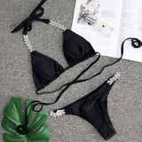 Rhinestone Swimsuit Women Bikinis Crystal Diamond Bikini Set Metal Chain Swimwear female Luxury Aristocratic Swimming Suit