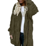 Winter Warm Women Fashion Faux Fur Hooded Coat Hairry Cardigan Furry Outwear