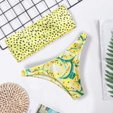 Solid Bandeau Bikini Set Sexy Swimsuit Women Bikini Brazilian Thong Swimwear Female Halter top Bathing Suit Swimming Wear