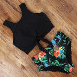 High Waist Bikini Leopard Swimsuit Women Bikini Floral Swimsuit Print High Neck Bikini Push Up Swimwear Snake Bathing Suit