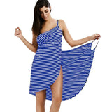 Women Beach Dress Sexy Sling  Wear Dress Sarong Bilini Cover Up Warp Pareo Dresses Backless  Swimwear Femme 5XL Plus Size stripe