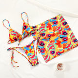 Rinabe Sexy Bikini Swimsuit Patchwork Print Swimwear String Bikini Set Bathing Suit Women Biquini Thong Bikinis Beachwear