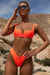 Sexy Neon Orange Micro Bikini Women Strap Cut Out Bathing Suit Thong Swimsuit Beach Push Up Padded Underwire Thong Swimwear