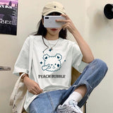 Women T-shirt Round Collar Summer Cartoon New Half Loose Sleeve  Print Casual Simple Wild T-Shirt