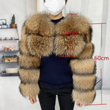 Natural Winter Real Raccoon Coat Plus Size Clothes Women Big Fluffy Real Fur Coats  New Style Jacket