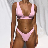 Sexy Bikini Set Brazilian Women Swimwear Solid Color Fashion Girly Push Up Swimsuit Summer Beach Wear Biquinis Feminino New