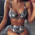 Sexy Women High Waist Bikini Set Leopard Ring Up Swimsuit Two Piece Bikinis Push-Up Padded Black Swimsuits Swimwear Beachwear