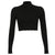 HEYounGIRL Solid Nude Turtleneck Cropped T Shirt Women Autumn Casual Long Sleeve T-shirt Ladies Skinny Basic Tee Shirt Femme