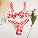 Solid Bandeau Bikini Set Sexy Swimsuit Women Bikini Brazilian Thong Swimwear Female Halter top Bathing Suit Swimming Wear