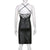 Sexy Suspender Midi Bodycon Dress Party Club Women’s Black PU Leather Bandage Backless Split Dress Evening Vestidos