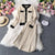 High Quality  Spring Fall Knit 2 Piece Set Women Office Lady Single Breasted Sweater Cardigan + Pleated Long Skirt Suit Sets