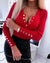 Elegant Women Autumn Winter Knitted T-Shirts V-Neck Button Decor Long Sleeve Solid Color Office Lady Slim Pullovers Top
