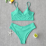 Sexy Solid Swimsuit Women Bikini Push Up Swimwear Vest Bikini Set Brazilian Bathing Suit Two Piece Swim Suit Female