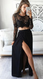 2 piece set women Women Sexy Dresses Long Sleeve black casual Lace see through slip dress Ladies Beach Dress two piece set