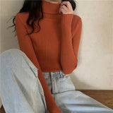 Bjlxn White Half High Neck Sweater Women's Autumn Winter Long Sleeved Top Foreign Style Bottomed Sweater Rac