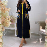 Women Muslim Long Dress 2022  Summer Printed Elegant Dubai Abaya Islam Femme Vestiods Fashion Vintage Robe Purple Maxi Dresses - Bjlxn