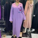 Women Muslim Long Dress 2022  Summer Printed Elegant Dubai Abaya Islam Femme Vestiods Fashion Vintage Robe Purple Maxi Dresses - Bjlxn