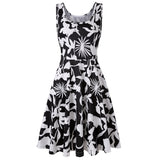 Plus size women sleeveless o-neck print dress casual sweet vintage floral A-line party dress summer beach dress vestidos