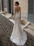 Bjlxn New Arrival Illusion O Neck Full Sleeves Detachable Skirt Mermaid Wedding Dresses Appliqued Crystal Lace Bridal Gowns
