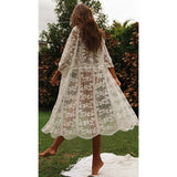 Crochet White Knitted Beach Cover up dress Tunic Long Pareos Bikinis Cover ups Swim Cover up Robe Plage Beachwear