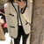Korean Female White Tweed Basic Jacket Coat Women Clothing Outerwear Coats Channel Style Suit Cropped Stripeed Kawaii Channel