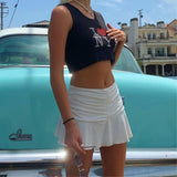 90s Mini Skirt Lady Trendy Y2K Summer Beachwear White Accessory Harajuku Skirts Fashion Pleated Skirts Woman High Waist