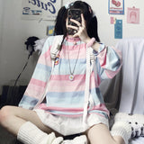 Bjlxn harajuku Long Sleeve T Shirt girl Christmas Topspring autumn embroidery stripe Tops Tee Women full Sleeve T-shirt Casual Female