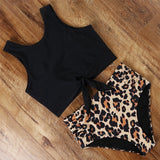 High Waist Bikini Leopard Swimsuit Women Bikini Floral Swimsuit Print High Neck Bikini Push Up Swimwear Snake Bathing Suit