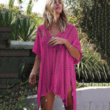 Bjlxn New Knitted Beach Cover Up Women Bikini Swimsuit Cover Up Hollow Out Beach Dress Tassel Tunics Bathing Suits Cover-Ups Beachwear