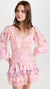 Inspired crochet-trimmed floral print cotton mini dress wrap-like summer dress cute V-neck short sleeve party dress women