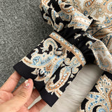 Palace Retro Floral Print Dress Autumn Women V Neck Long Lantern Sleeve High Waist Above Knee Mini Runway Dress Robe S61991