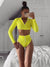 Women Swimsuit Bathing Suit 2 Pieces Swimwear Long Sleeves Floral Print Female Bikini Suits Rash Guard Fashion New