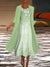 Elegant Dress Floral Print 2 Piece Sets Office Lady O-Neck Sleeveless Summer Dress + Women Mesh Transparent Coat Dress Robe