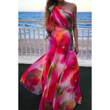 Bjlxn Long Dress Women Y2k Party Dresses High Waist Tie Dye Print Elegant Prom Dress Sexy Work Maxi Beach Vacation Vestidos