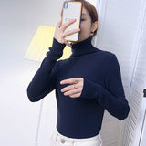 Harajuku Pullover Turtleneck Sweater Women Fall Soft Knit Sweater Slim Elastic Korean Simple Basic Cheap Jumper Solid Tops