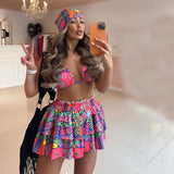 Bjlxn Lokar New Bandana Print Bikini Sexy Suits Women Fashion Summer Suit Women Elegant Mini Cake Skirts Suits Female Ladies