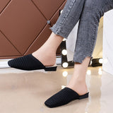 Woman Mules Shoes Outdoor Women Slippers Female Square Toe Shallow Low-heel Casual Shoes Comfortable Slippers Slides