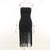 Bjlxn Summer Fashion Black Tassel Sexy Tube Top Dress Outfits Women Elegant Evening Party Club Slit Bodycon Mini Dresses  Clothes