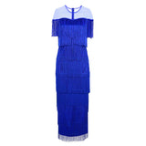 Elegant Women Layered Fringe Dresses For Party Gown Casual Tassel Skims Dress S-4XL Ladies Robe Solid Maxi Skirt Evening