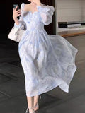 Women Summer Casual Elegant Midi Dress Ladies Vintage Long Sleeve Party Vestidos Female Holiday Clothes