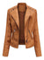 Pu Faux Leather Jackets Women Long Sleeve Zipper Slim Motor Biker Leather Coat Female Outwear Tops