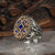 Vintage Square Blue Stone Turkish Signet Ring for Men Women Ancient Metal Two Tone Scorpion Ring Muslim Jewelry
