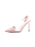 New Woman Pink Pumps Luxury Designer Metal Pointed Stiletto Shallow Mouth Single Shoes High Heels Women Green Party Shoes